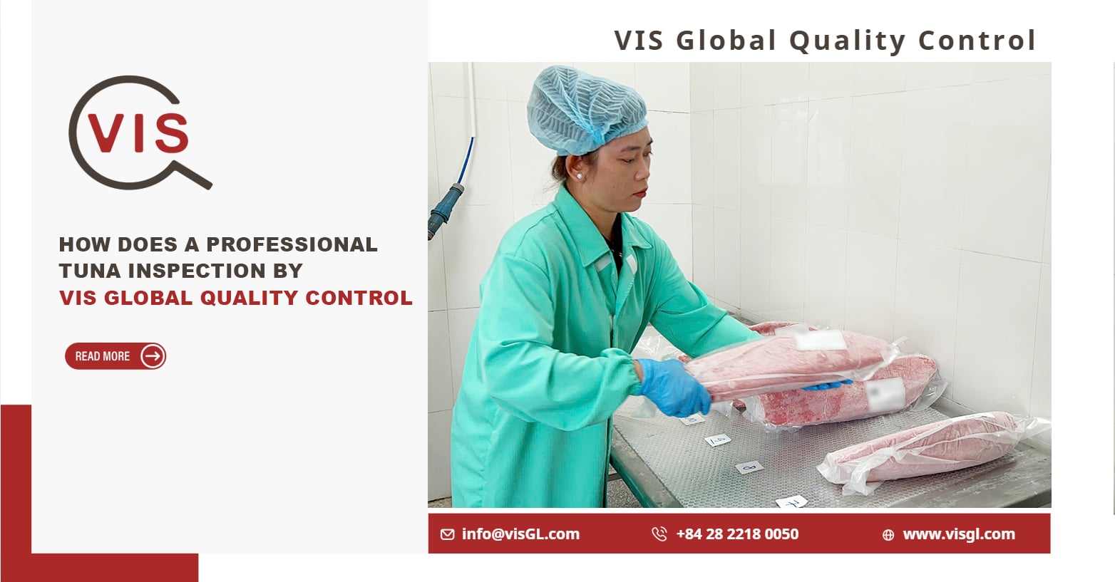 How does a professional tuna inspection by VIS Global Quality Control take place?
